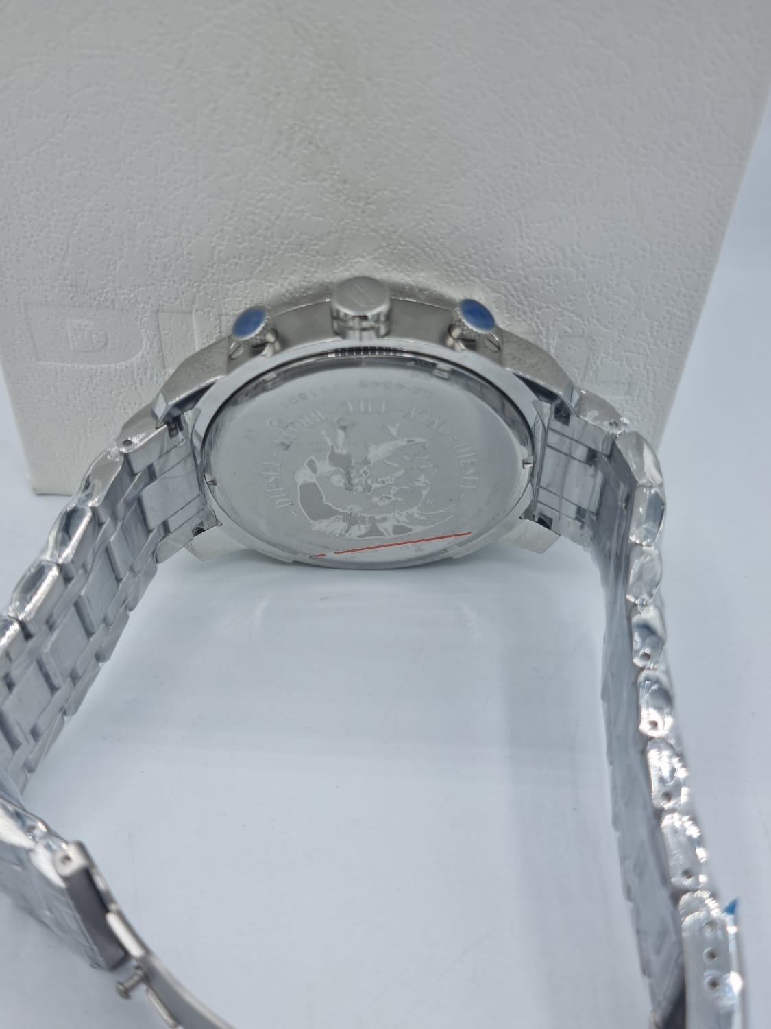 Men's Diesel Stronghold Chronograph Leather Strap Watch DZ4346 (Strap Change Orignal Chain)