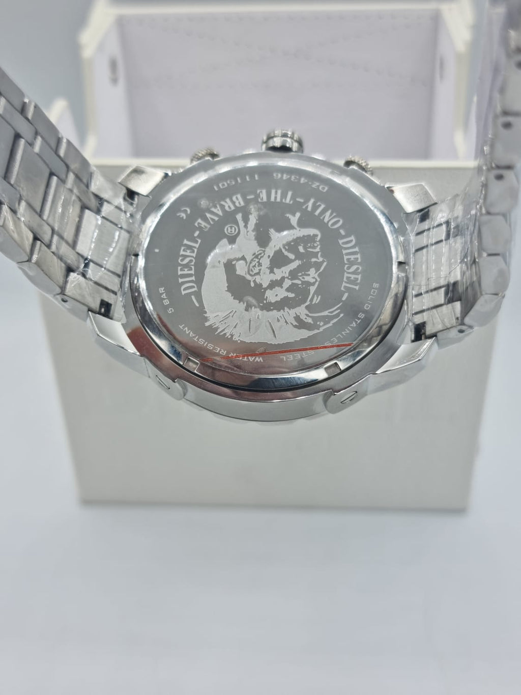 Men's Diesel Stronghold Chronograph Leather Strap Watch DZ4346 (Strap Change Orignal Chain)