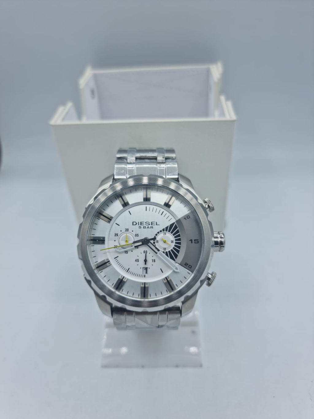 Men's Diesel Stronghold Chronograph Leather Strap Watch DZ4346 (Strap Change Orignal Chain)