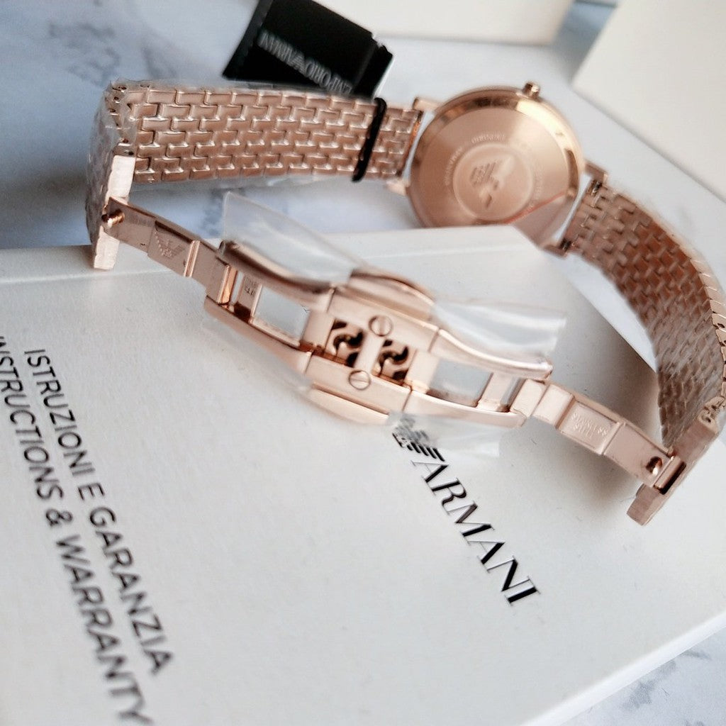 Emporio Armani Women's AR11062 Dress Watch Analog Display Quartz Pink Watch