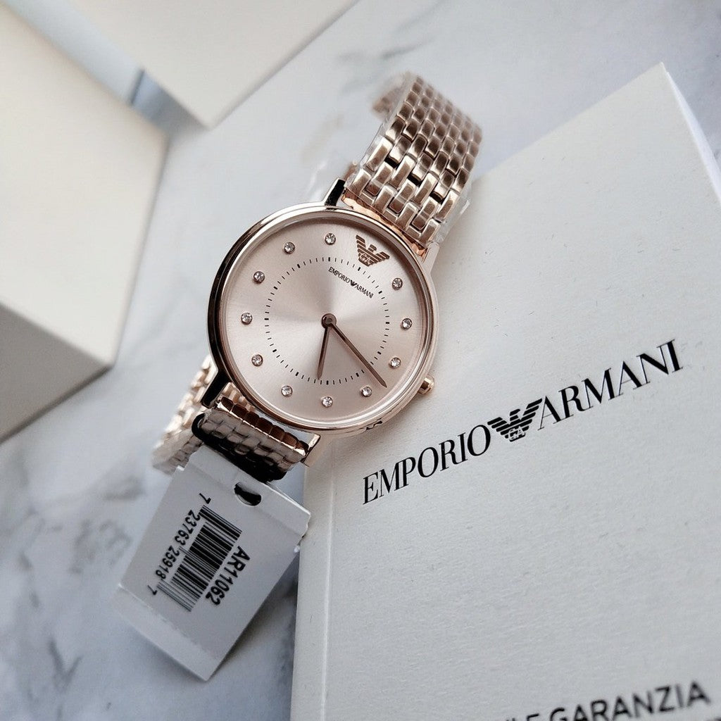 Emporio Armani Women's AR11062 Dress Watch Analog Display Quartz Pink Watch