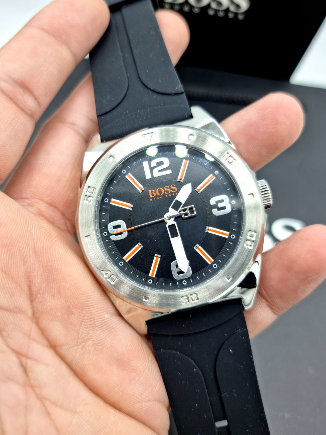 Hugo boss Men's Black Rubber Strap Watch with Black 1512897