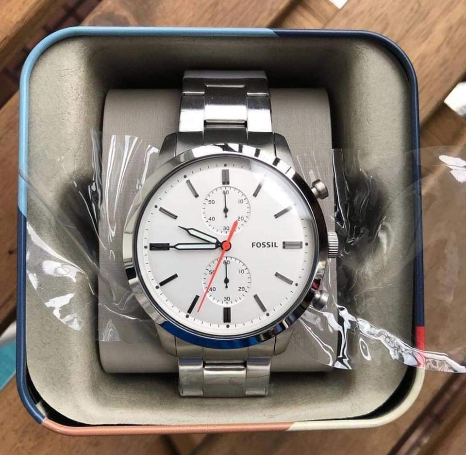 Fs5446 Fossil Men’s Quartz Stainless Steel White Dial 44mm Watch FS5346