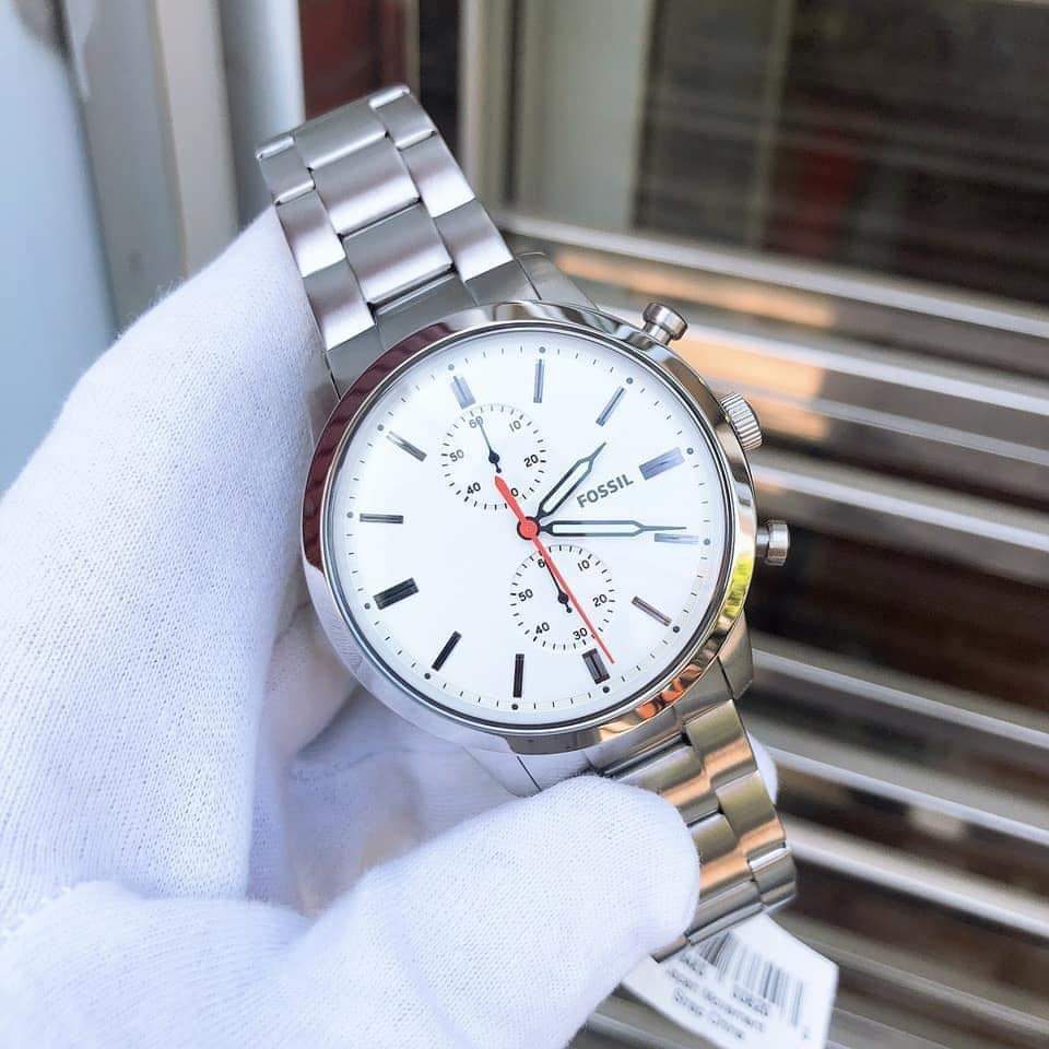 Fossil Men’s Quartz Stainless Steel White Dial 44mm Watch FS5346