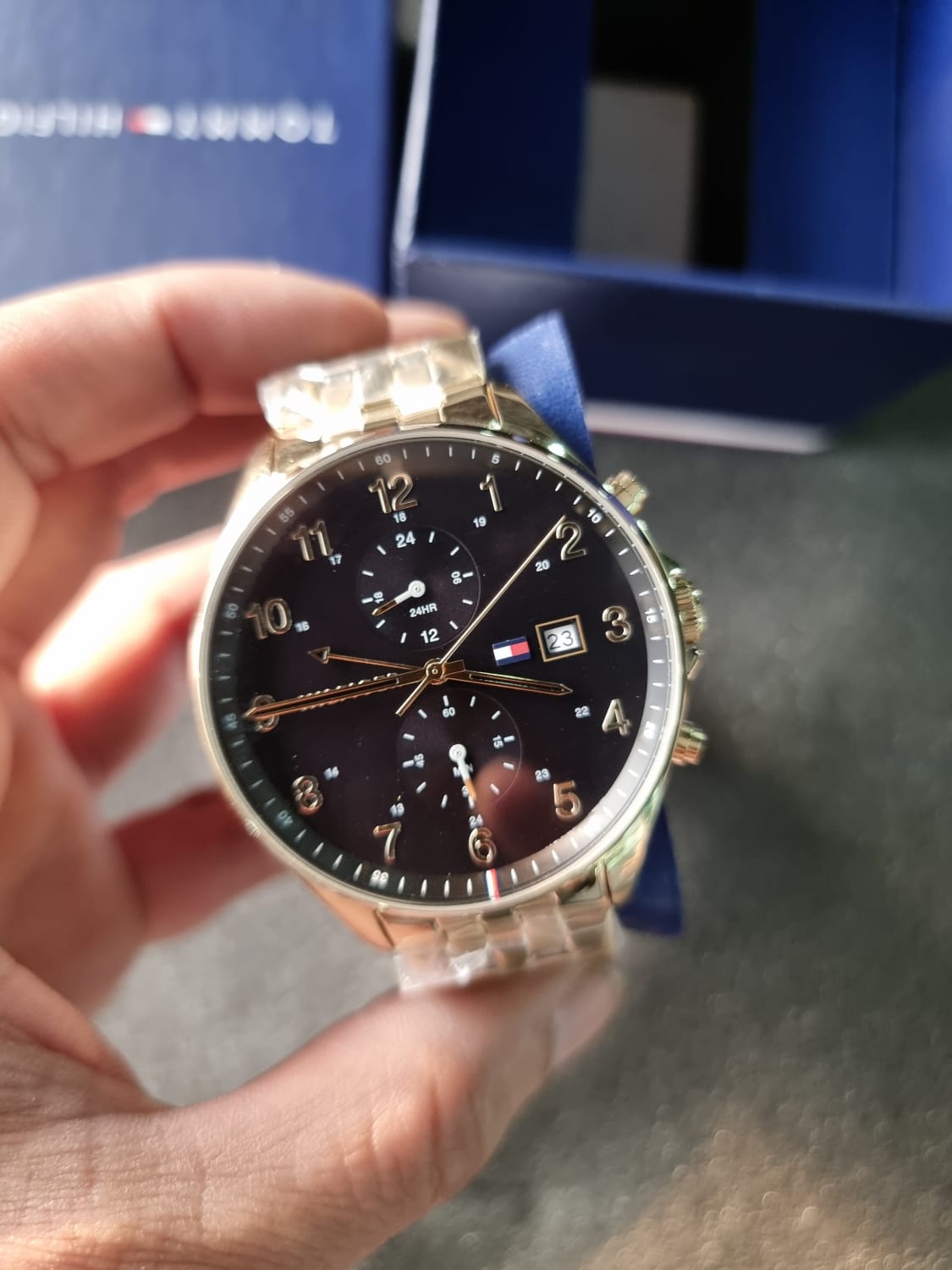 Tommy Hilfiger Men’s Quartz Gold Stainless Steel Black Dial 44mm Watch 1791708