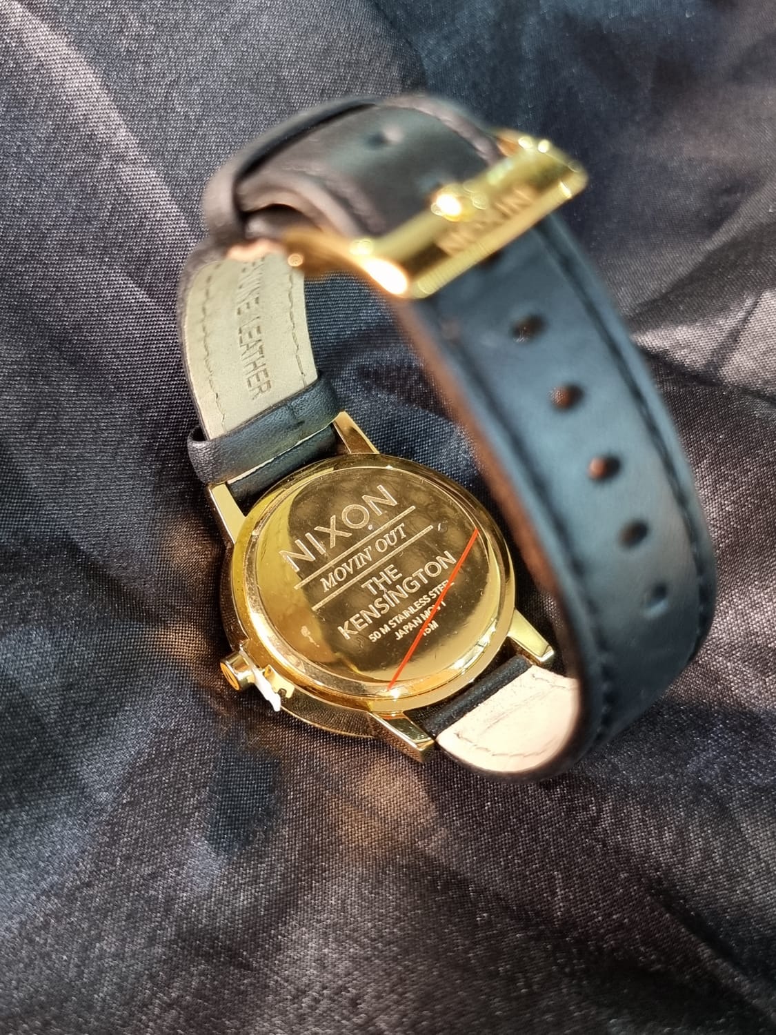 Nixon USA Rose-Gold Dial Black Leather Strap Men's Watch