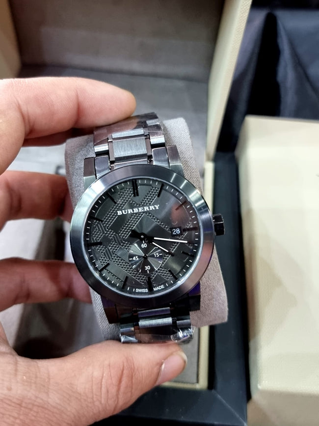 BURBERRY The City Gunmetal Dial Steel Men's Watch BU9902 Hover Image