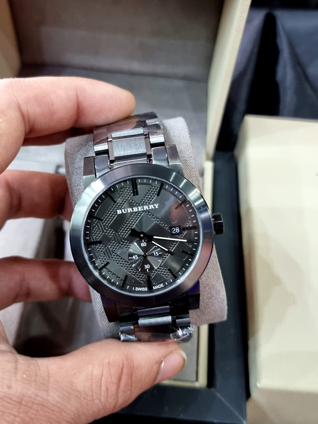 BURBERRY The City Gunmetal Dial Steel Men's Watch BU9902