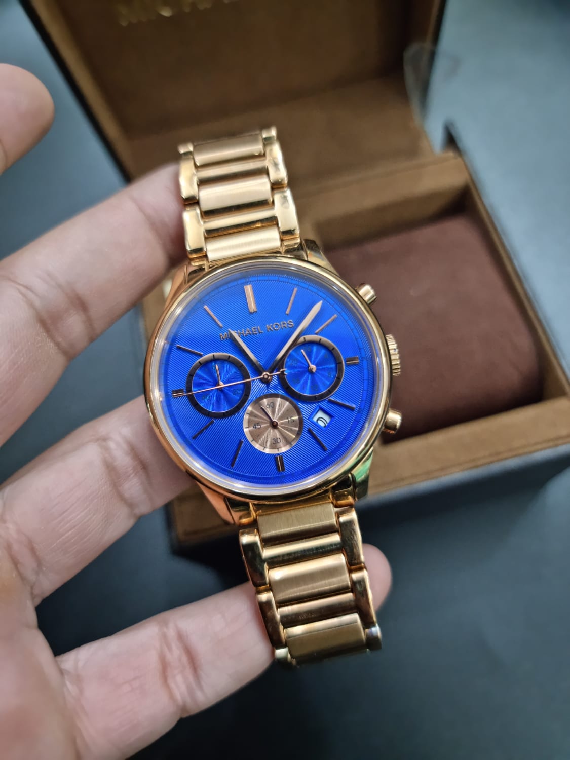 Michael kors rose gold blue face Clearance