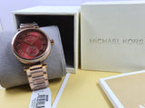 MICHAEL KORS Skylar Red Dial Rose Gold Steel Ladies Watch MK6086