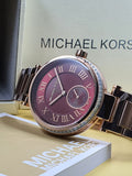 MICHAEL KORS Skylar Red Dial Rose Gold Steel Ladies Watch MK6086