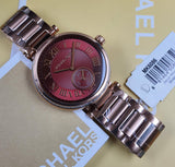 MICHAEL KORS Skylar Red Dial Rose Gold Steel Ladies Watch MK6086