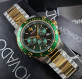 Movado 800 Chronograph Green Dial Two-Tone Men's Watch 2600148