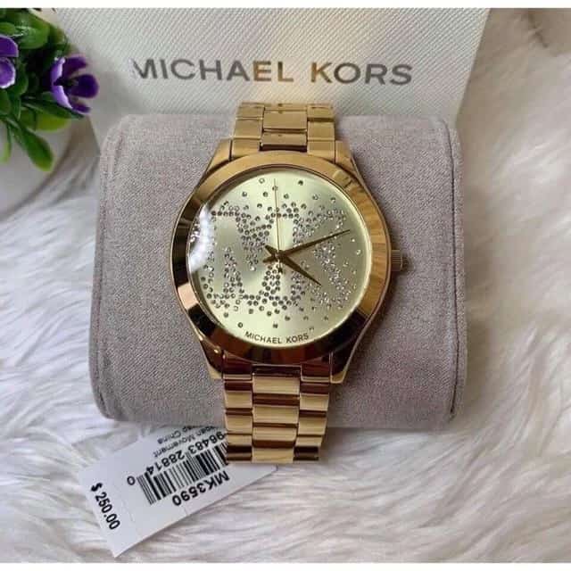 Michael Kors Women’s Quartz Gold Stainless Steel Gold Dial 39mm Watch MK3590