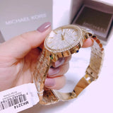 Michael Kors Women’s Quartz Gold Stainless Steel White Dial 35mm Watch MK3214