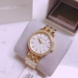 Michael Kors Women’s Quartz Gold Stainless Steel White Dial 35mm Watch MK3214