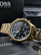 BOSS Chronograph Quartz Watch for Men with Gold Coloured Stainless Steel Bracelet - 1513932