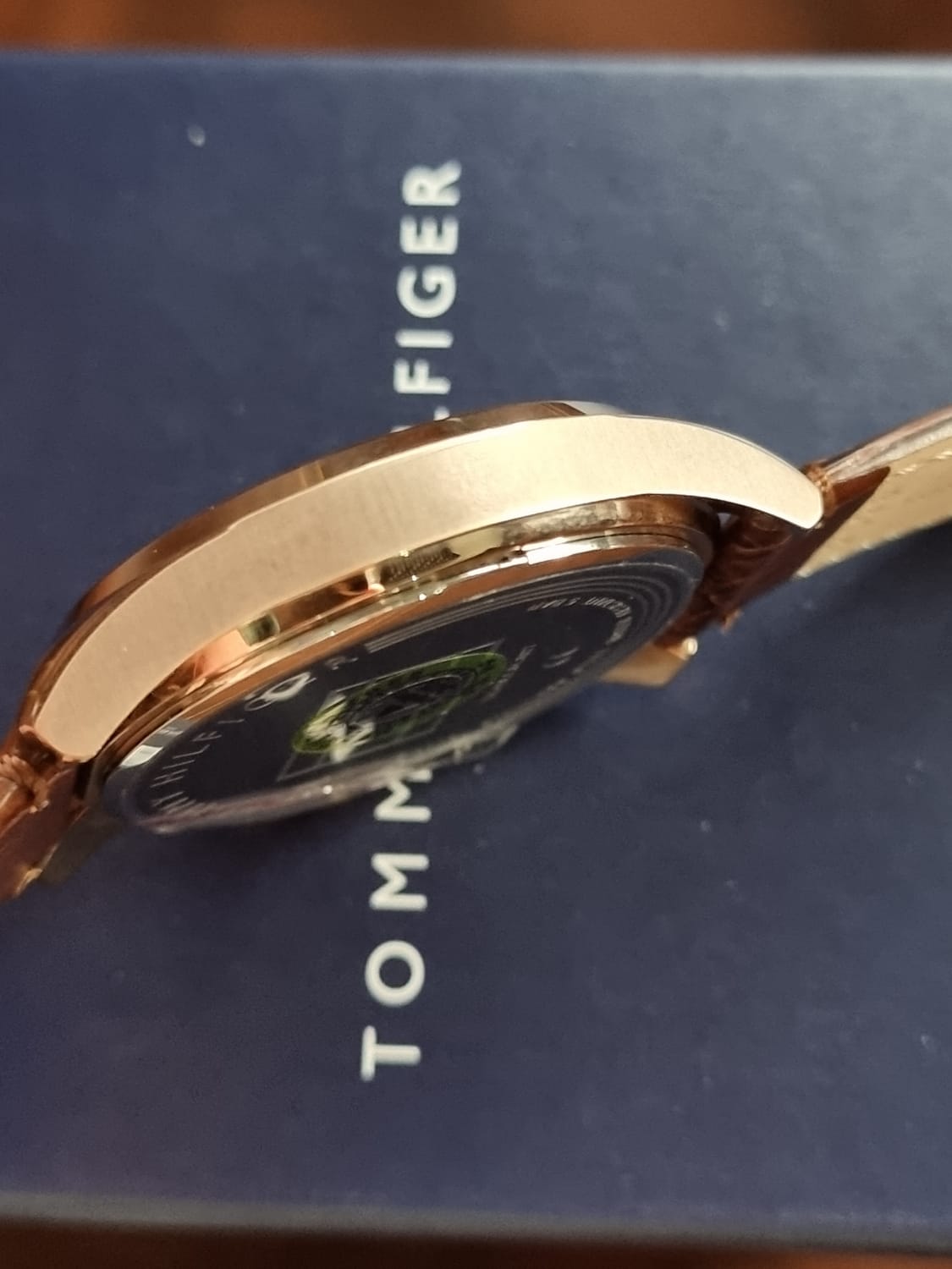 Tommy Hilfiger Men\'s Quartz Blue Dial Leather Watch Brown 1 Strap 44mm