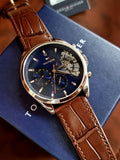 Tommy Hilfiger Men’s Quartz Brown Leather Strap Blue Dial 44mm Watch 1710453