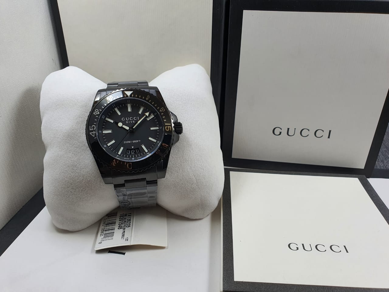 Gucci Men’s Quartz Stainless Steel Swiss Made Black Dial 45mm Watch YA136205