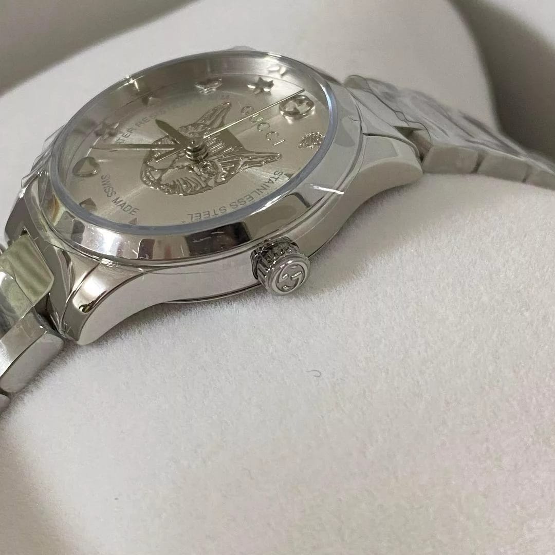 Gucci Unisex Swiss Made Quartz Silver Stainless Steel Silver Dial 38mm Watch YA1264095