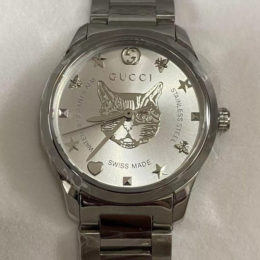 Gucci Unisex Swiss Made Quartz Silver Stainless Steel Silver Dial 38mm Watch YA1264095