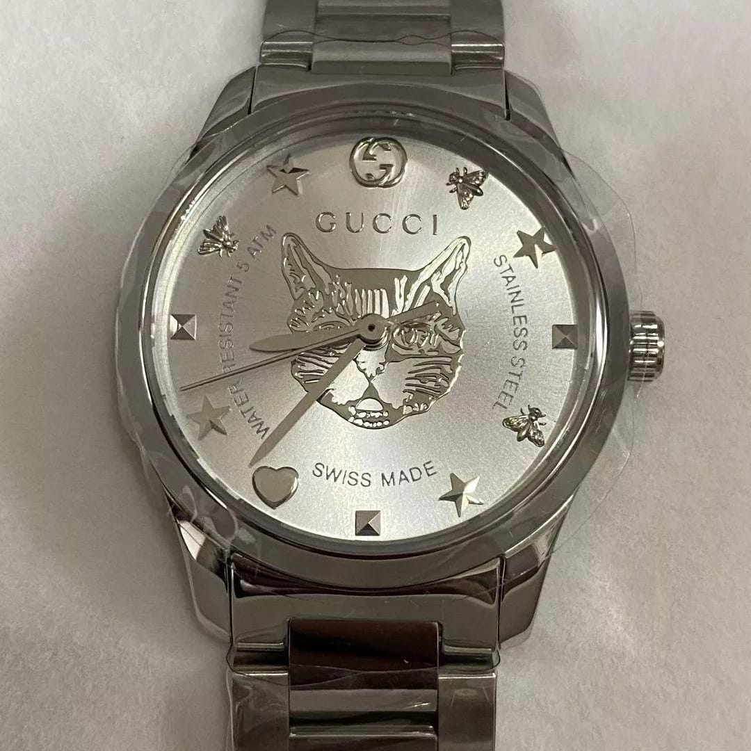 Gucci Unisex Swiss Made Quartz Silver Stainless Steel Silver Dial 38mm Watch YA1264095