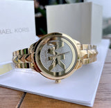 Michael Kors Women’s Quartz Stainless Steel Gold Dial 44mm Watch MK6714