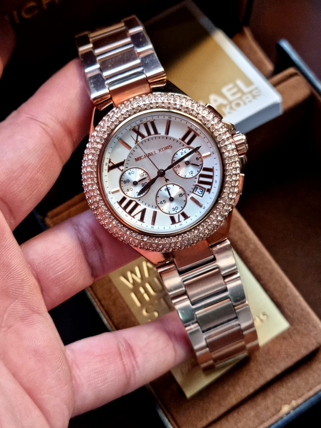 Michael Kors MK5636 Women's Chronograph Camille Rose Gold-Tone Stainless Steel Bracelet Watch