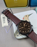 Retro Pilot Chronograph Dark Brown Eco Leather Watch