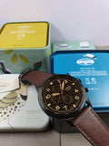 Retro Pilot Chronograph Dark Brown Eco Leather Watch