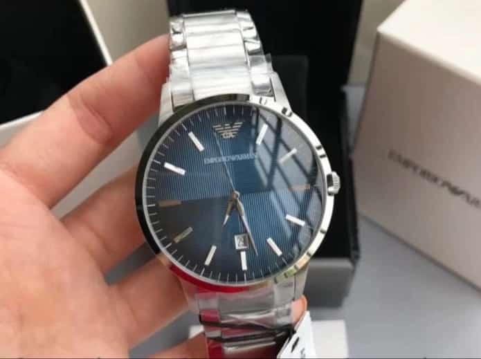 Emporio Armani Men’s Quartz Stainless Steel Blue Dial 43mm Watch AR2472