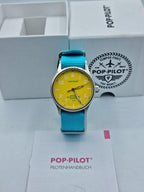 POP-PILOT Gents Watch Yellow Dial Blue Strap
