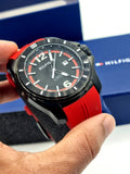 Tommy Hilfiger Men’s Quartz Silicone Strap Black Dial 45mm Watch 1791112