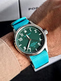 POP-Pilot Nato Strap Sky Color Green Dial 42mm Watch