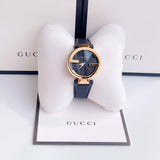 Gucci Unisex Swiss Made Quartz Black Leather Strap Black Dial 37mm Watch YA133326