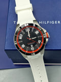 TOMMY HILFIGER Black Dial White Silicone Mens Watch 1790864
