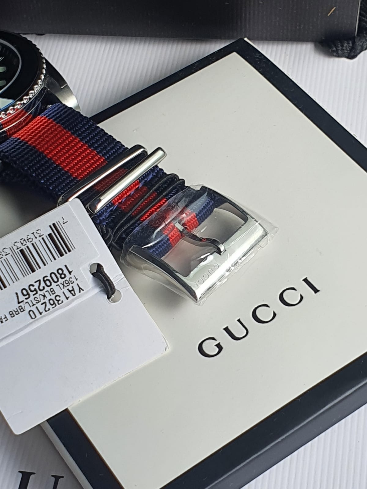 Gucci Men’s Swiss Made Quartz Nylon Strap Black Dial 45mm Watch YA136210