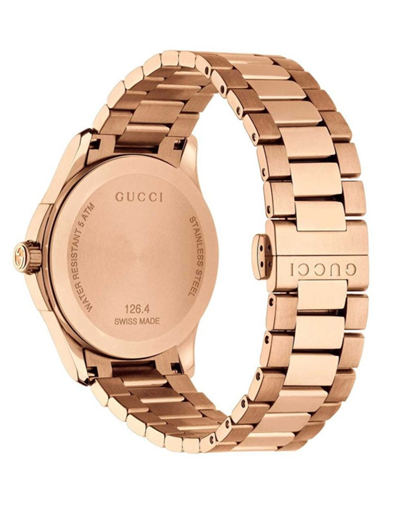Gucci Women’s Swiss Made Quartz Stainless Steel Rose Gold Dial 38mm Watch YA126482