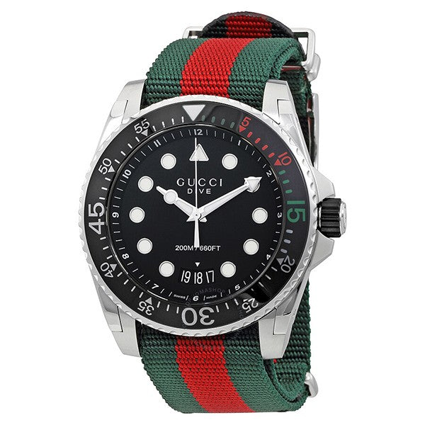 Gucci Men’s Swiss Made Quartz Nylon Strap Black Dial 45mm Watch YA136209 Hover Image