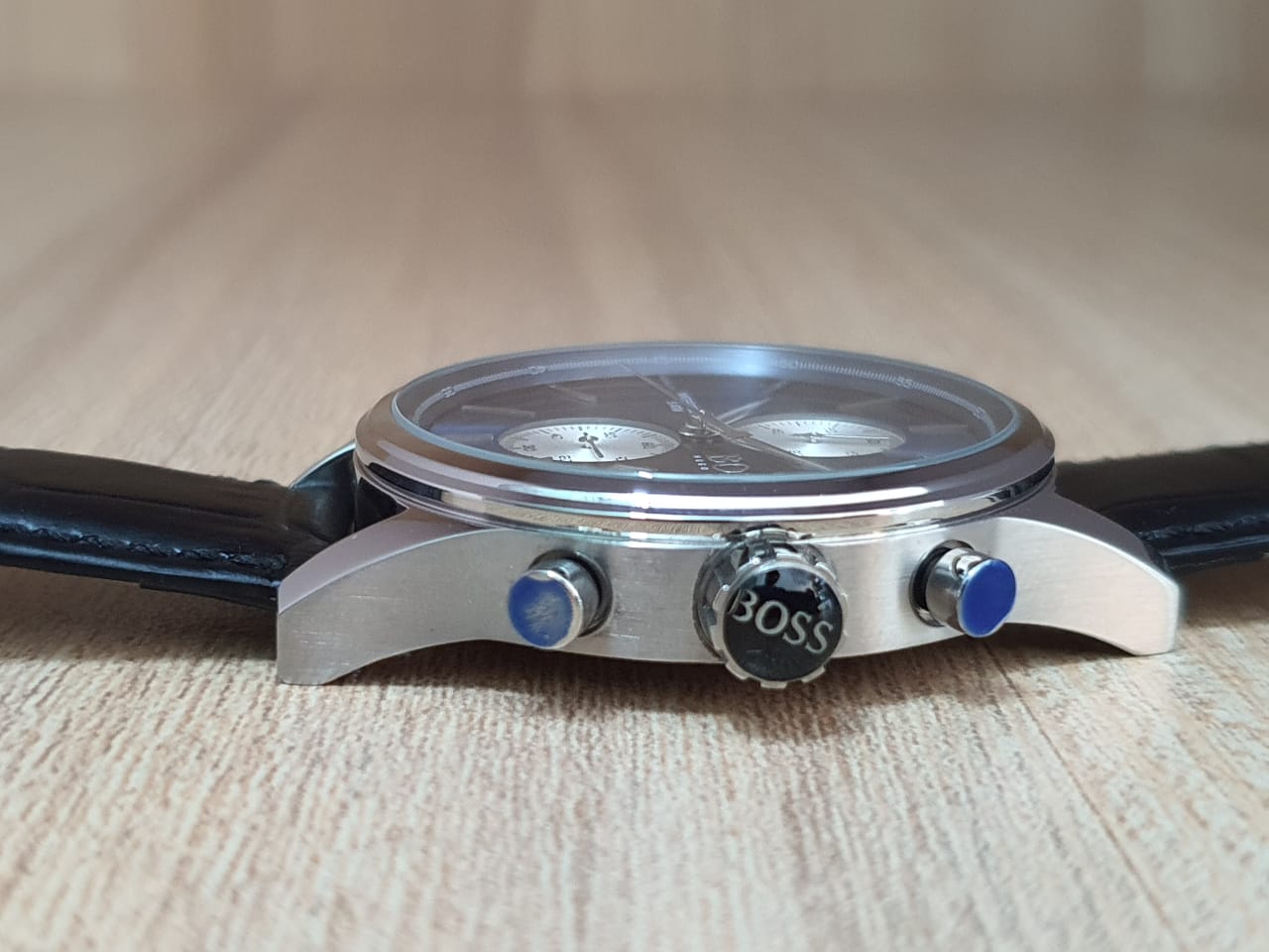 Hugo Boss Men’s Chronograph Leather Strap Blue Dial 41mm Watch 1513283
