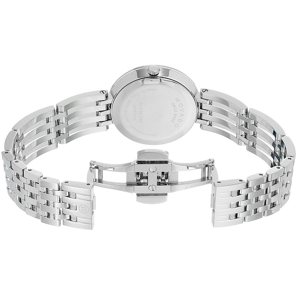 Movado Women’s Quartz Swiss Made Stainless Steel Black Dial 28mm Watch 0607051