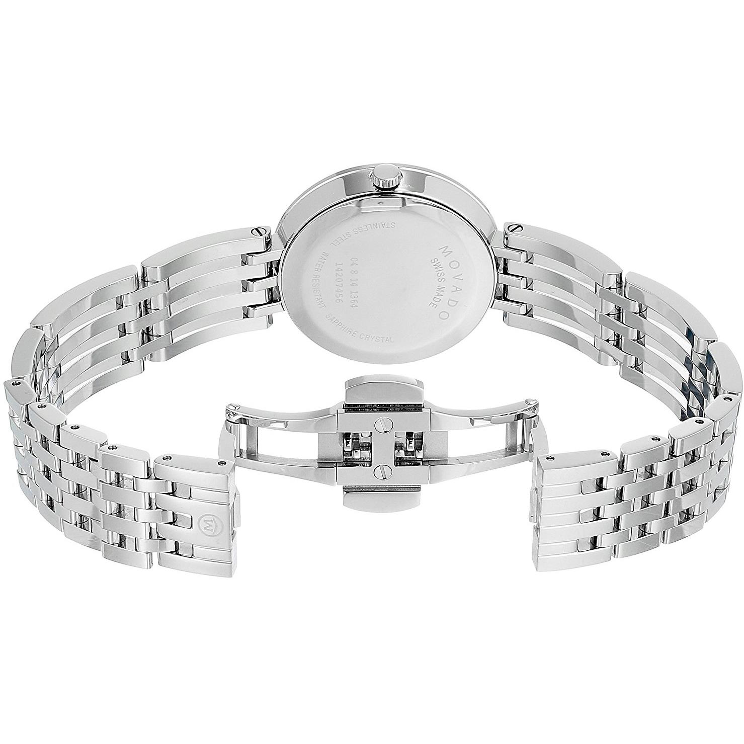 Movado Women’s Quartz Swiss Made Stainless Steel Black Dial 28mm Watch 0607051