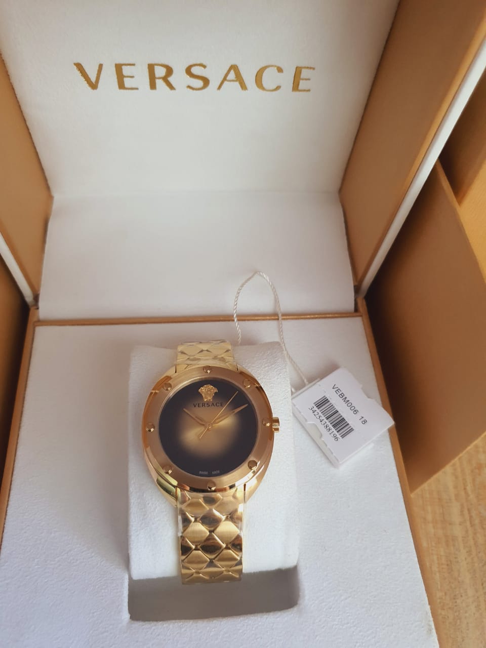 Versace Women’s Quartz Swiss Made Stainless Steel Gold Dial 38mm Watch VEBM00618