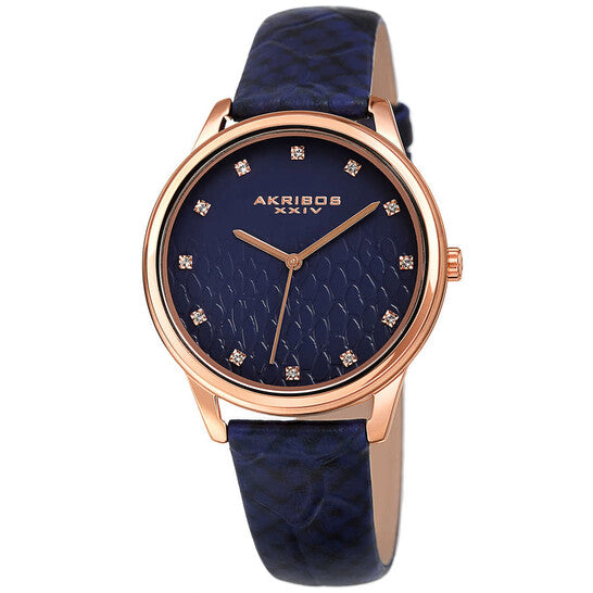 AKRIBOS XXIVQuartz Blue Dial Ladies Watch AK1115RGBU