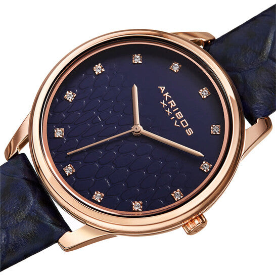 AKRIBOS XXIVQuartz Blue Dial Ladies Watch AK1115RGBU