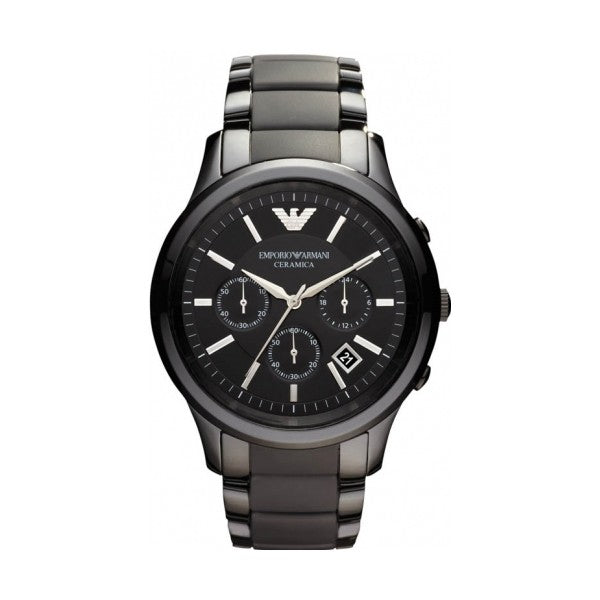 Emporio Armani Men’s Chronograph Quartz Stainless Steel Black Dial 43mm Watch AR1452 Hover Image