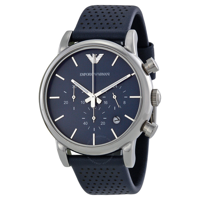 Emporio Armani Men’s Quartz Leather Strap Blue Dial 41mm Watch AR1736 Hover Image