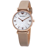 Emporio Armani Women’s Quartz Light Grey Leather Strap Mother of Pearl Mosaic Dial 32mm Watch AR11111