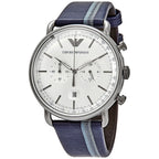 Emporio Armani Men’s Chronograph Quartz Leather Strap Silver Dial 43mm Watch AR11202